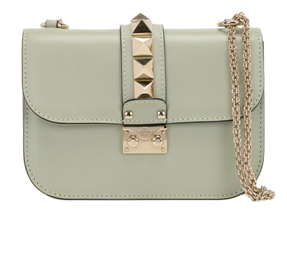 Small Glam Lock, &pound;450, Handbags, Green, Leather, Front view